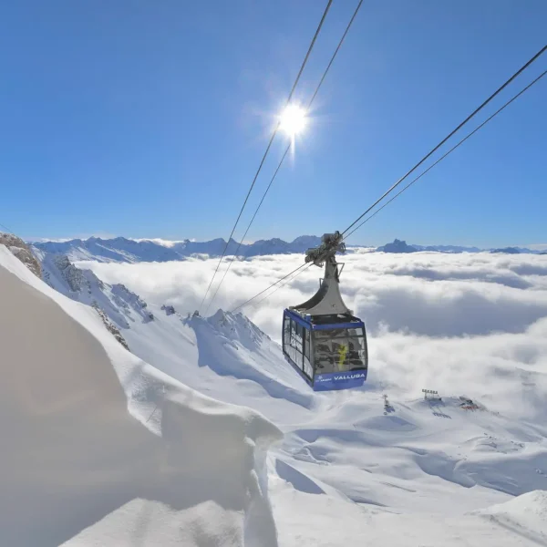 View from ski resort to Valluga gondola
